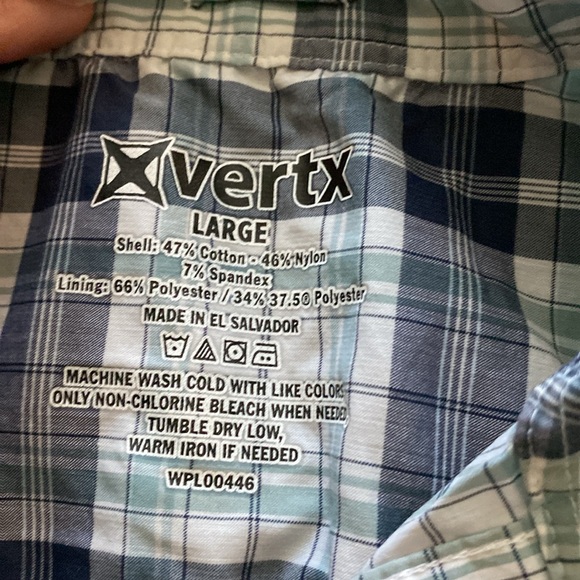 Mens VERTEX large short sleeve plaid concealment button down - Picture 4 of 6